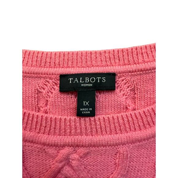 Talbots Pink Button Shoulder Wool Blend Knitted Long Sleeve Sweater Size1X - Picture 2 of 4